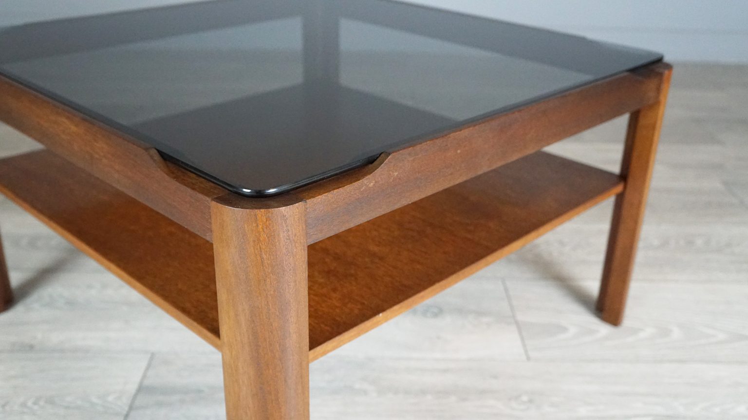 Smoked Glass & Teak Coffee Table by Myer Furniture Casta Blue