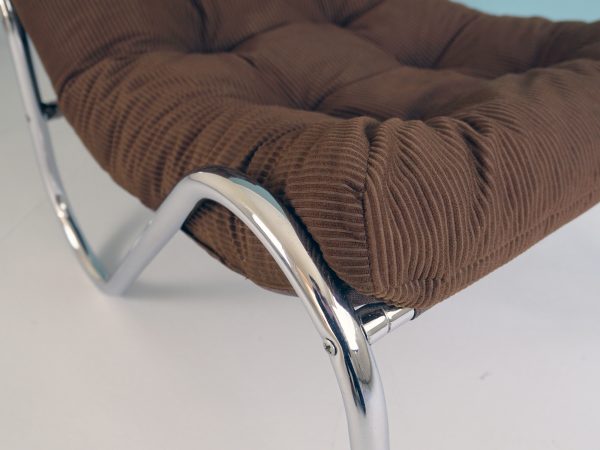 1970s Chrome and Corduroy Reclining Chair