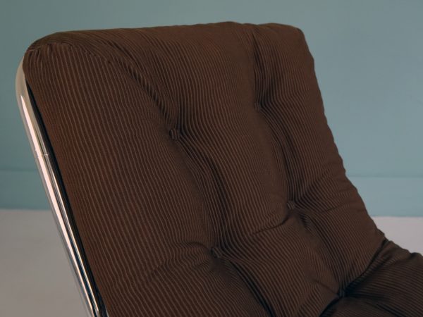 1970s Chrome and Corduroy Reclining Chair