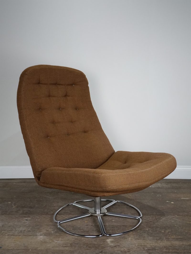 Chrome Base Swivel Chair by Bruno Mathsson