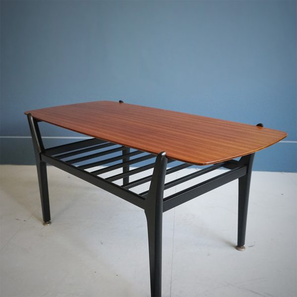 1960s Tola and Black Coffee Table by Nathan Furniture