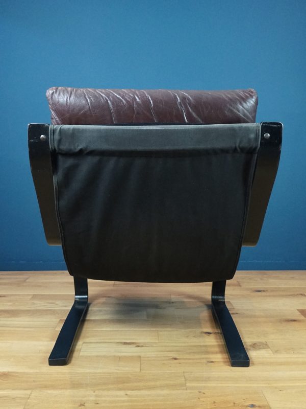 Mid-Century Leather Scandinavian Lounge Chair