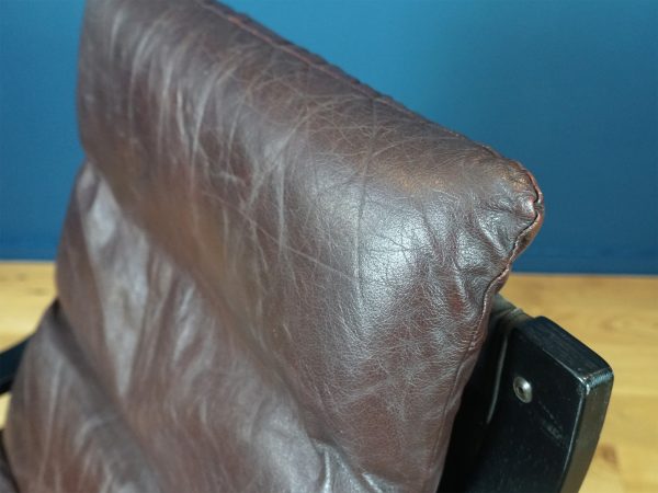 Mid-Century Leather Scandinavian Lounge Chair