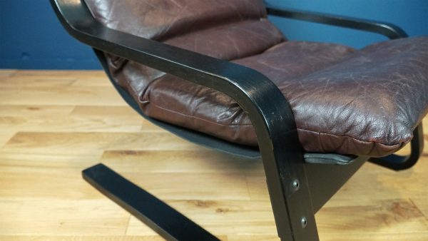 Mid-Century Leather Scandinavian Lounge Chair