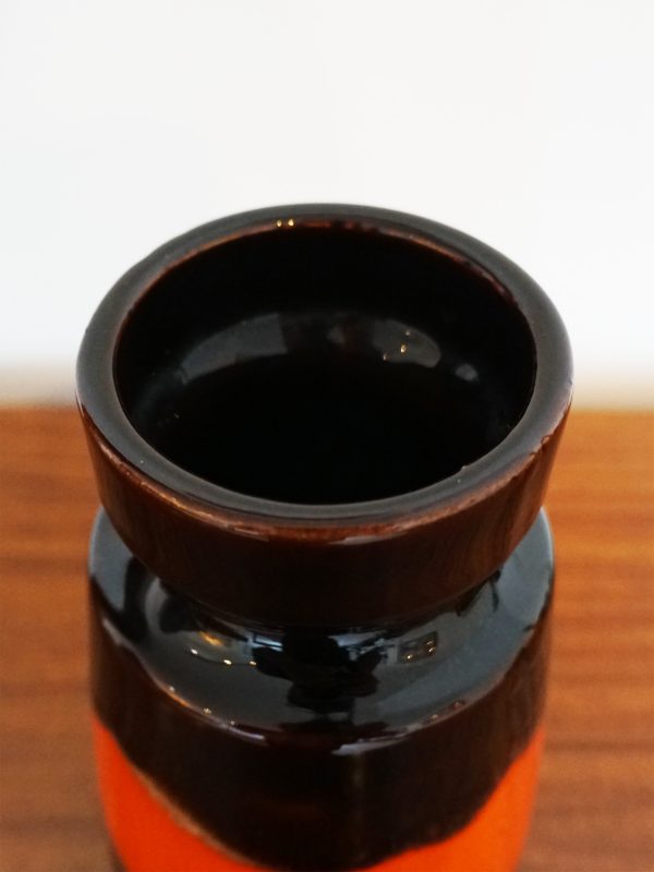 W German Scheurich 242-22 Fat Lava Vase - Orange & Deep Maroon