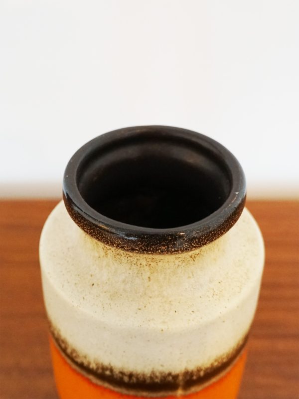 W German Scheurich 203-22 Fat Lava Vase - Orange & Sand Glaze
