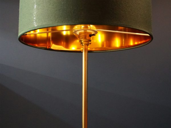 Mid-Century Solid Teak & Brass Standard Lamp