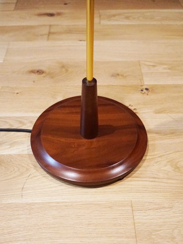 Mid-Century Solid Teak & Brass Standard Lamp