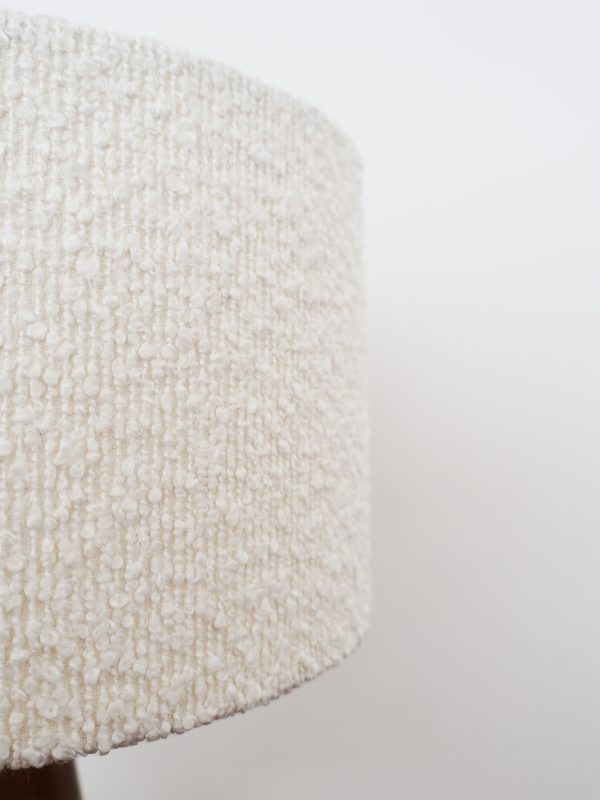 Danish Modern Table Lamp in Solid Teak with Bouclé Shade