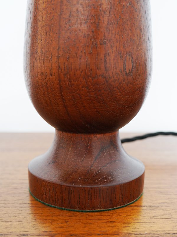 Danish Modern Table Lamp in Solid Teak with Bouclé Shade