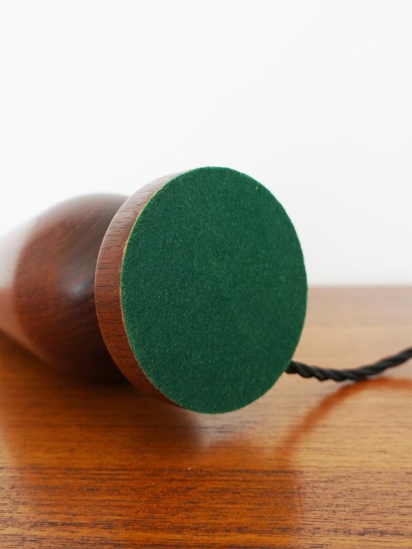Danish Modern Table Lamp in Solid Teak with Bouclé Shade