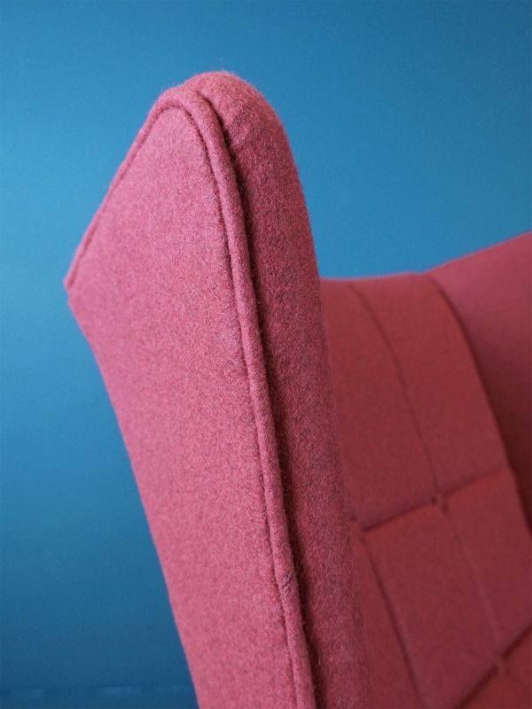 1960s Wingback Chair Reupholstered in Pure Wool