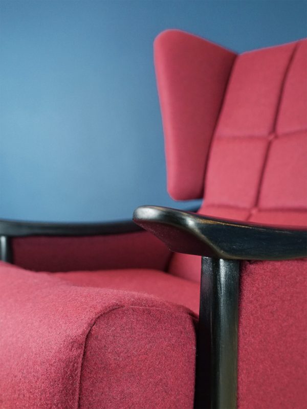 1960s Wingback Chair Reupholstered in Pure Wool
