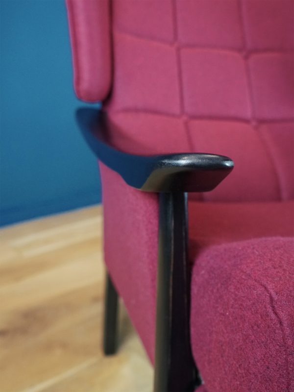1960s Wingback Chair Reupholstered in Pure Wool