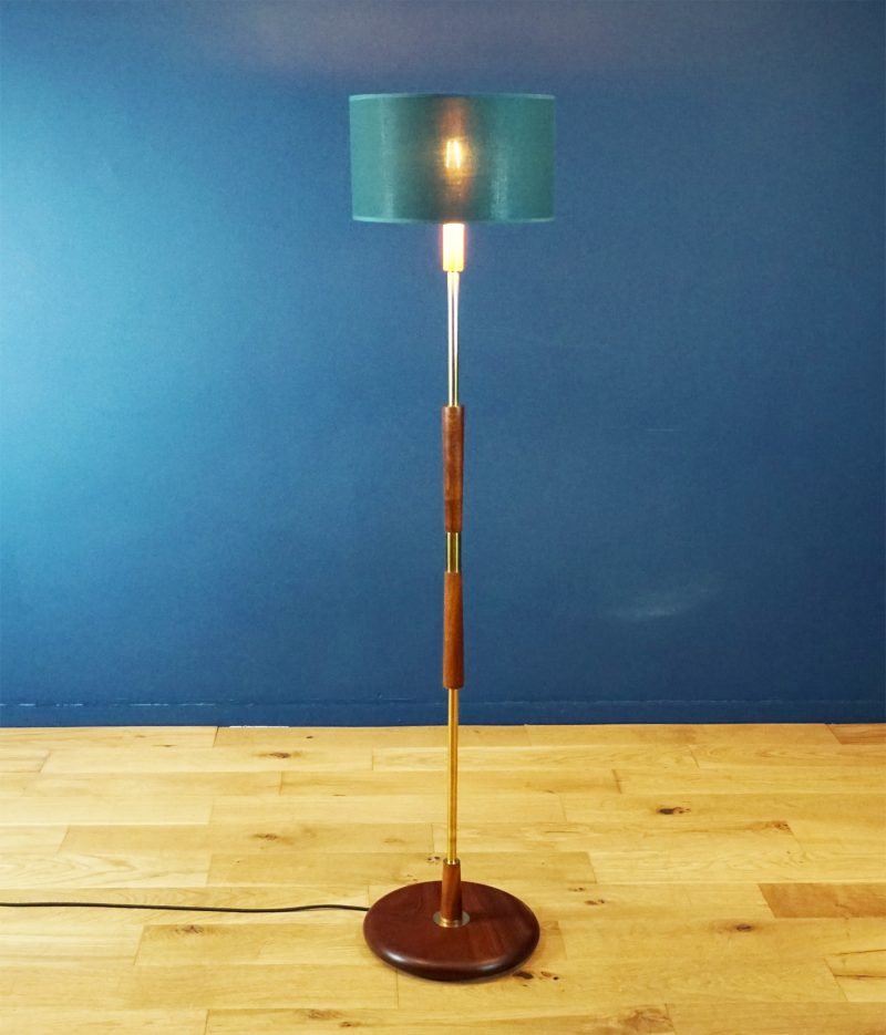 Teak and Brass Standard Lamp, 1960s