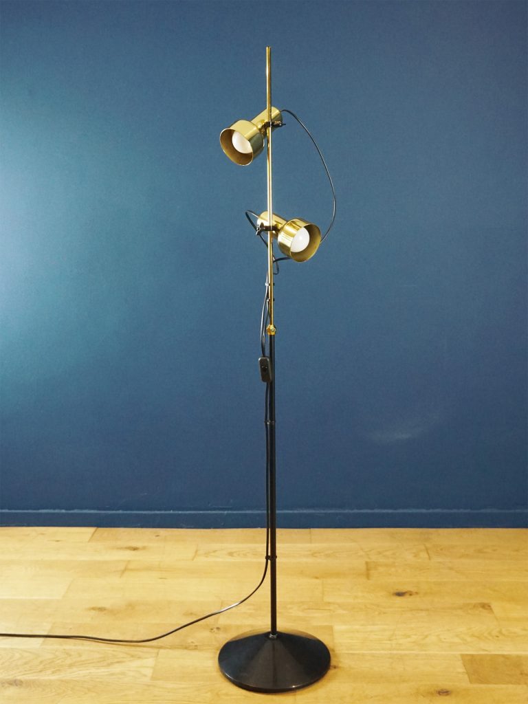 1970s Maclamp Twin Spotlight Floor Lamp in Black & Gold